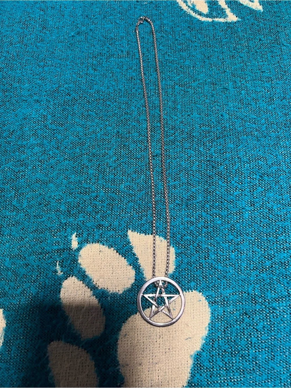 Hot Topic Silver Pentagram Chain Necklace - Silver Unisex NEW